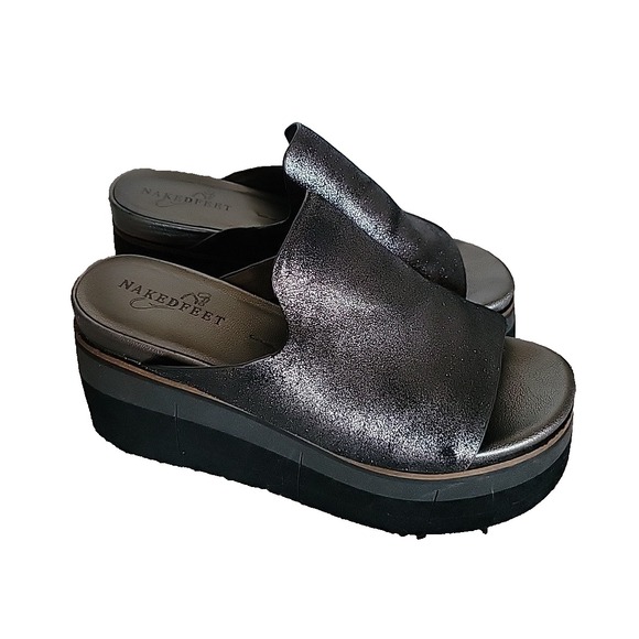 Naked Feet Metallic Black Platform Heels - Picture 5 of 9